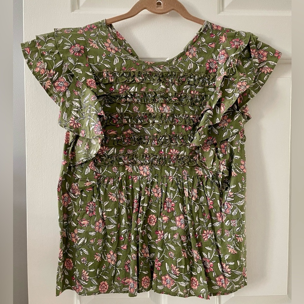 Sezane Ruffled Cotton Blouse